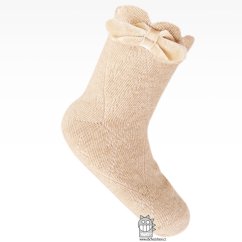 Dětské bavlněné ponožky - Arti - vzor 009 - béžová - mašlička