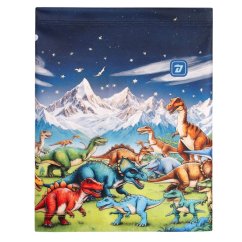 Fleecový nákrčník Yetti - vzor 47 - modrá - dinosauři