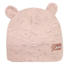 Bavlněná kojenecká čepice s oušky Berry - vzor 34 - růžová melír