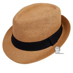 Letní chlapecký klobouk/slamák - Trilby - vzor 006 - hnědá
