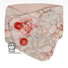 Bavlněný nákrčník s knoflíky - vzor 04 - béžová, květy