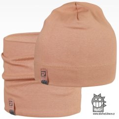 Set bavlněné čepice a nákrčníku Alan - vzor 20 - pudrová