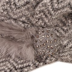 Dámský pletený baret s kšiltem - vzor 18 - šedá - cik cak