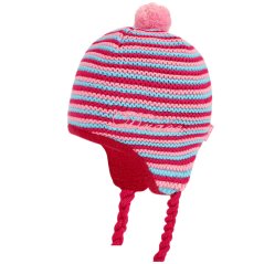 Dětská zimní pletená laponka AKCE / DOPRODEJ - vzor 233 - růžová - proužek