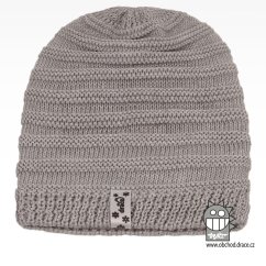 Merino pletená čepice Harmony - vzor 05 - šedá světlá