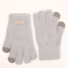 Dámské pletené prstové rukavice - vzor 027 - šedomodrá