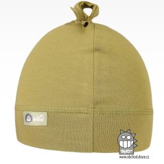 Bavlněná kojenecká čepice Uzlík - vzor 18 - olivová