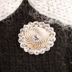 Dámská zimní pletená kašmírová čepice  - vzor 056 - černá - s mašlí a kamínky