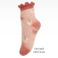 Dětské vlněné ponožky - vzor 007 - pudrová - jablíčka