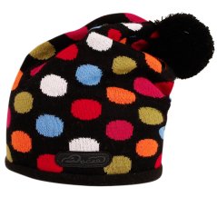 Zimní pletená čepice  - AKCE / DOPRODEJ - vzor 251 - černá - puntík