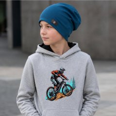 Bavlněná čepice Pastels DOUBLE - vzor 78 - petrolejová modrá