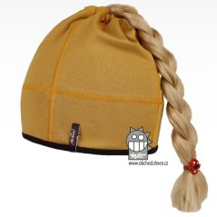 Bavlněná čepice na culík - vzor 01 - hořčicová tmavá