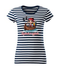 Dámské bavlněné tričko s potiskem - vzor 177 - Sailor / Kapitánka ve výslužbě