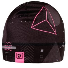 Bruno - vzor 185 - černá/růžová - geometrie - čepice na jaro / podzim - DOPRODEJ