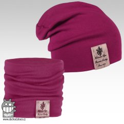 Bavlněná čepice s nákrčníkem Pastels DOUBLE set - vzor 14 - fialová