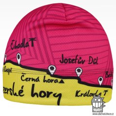 Čepice Bruno Jizerské hory - vzor 002 - růžová / zelená