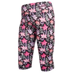 Dětské legíny capri 3/4 Silky - vzor 03 - černá - květy