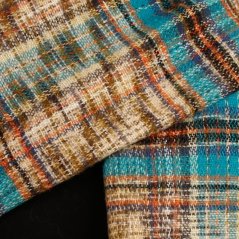 Dámská elegantní šála - vzor 019 - hnědá / tyrkysová - kostka