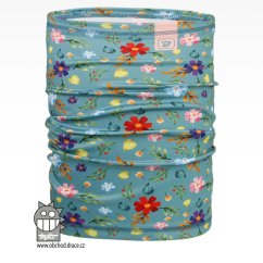 Nákrčník / multifunkční šátek - vzor 86 - kytičky modrozelené