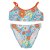 Dívčí dvoudílné  plavky - vzor 19 - tyrkysové - květy