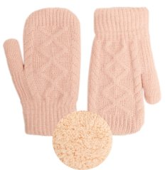 Dětské pletené palcové rukavice 5 - 7 let - vzor 118 - pudrová