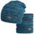 Čepice pletená a nákrčník Colors set - vzor 054 - tyrkysová melír