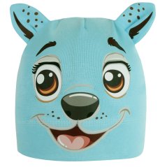 Dětská bavlněná čepice Zoo - zvířátka - vzor 10 -  světle tyrkysová - pejsek