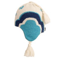 Zimní vlněná pletená laponka  - vzor 082 - bílá / tyrkysová