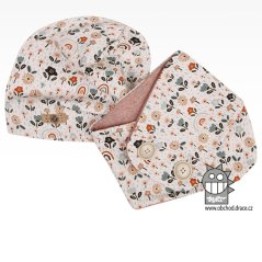 Bavlněný nákrčník s knoflíky - vzor 07 - bílá, kytičky