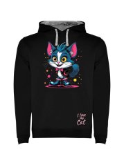 Dětská mikina s kapucí Urban - vzor 017 - černá / Kocourek