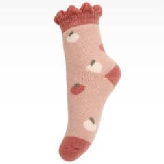 Dětské vlněné ponožky - vzor 007 - pudrová - jablíčka