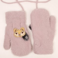 Dětské pletené palcové rukavice 3 - 5 let - vzor 071 - starofialová - liška