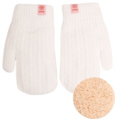 Dětské pletené palcové rukavice 6 - 10 let - vzor 109 - bílá