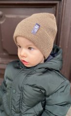 Merino pletená čepice Urban - vzor 03 - hnědá