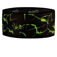 Sportovní funkční dvouvrstvá čelenka Walk - vzor 42 - černá/FLUO zelená - bouřka