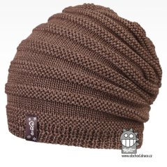 Merino pletená čepice Harmony - vzor 08 - šedo hnědá