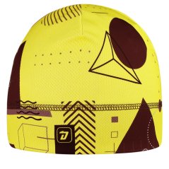 Funkční čepice Bruno - vzor 192 - FLUO žlutá - geometrie - čepice na jaro / podzim - DOPRODEJ