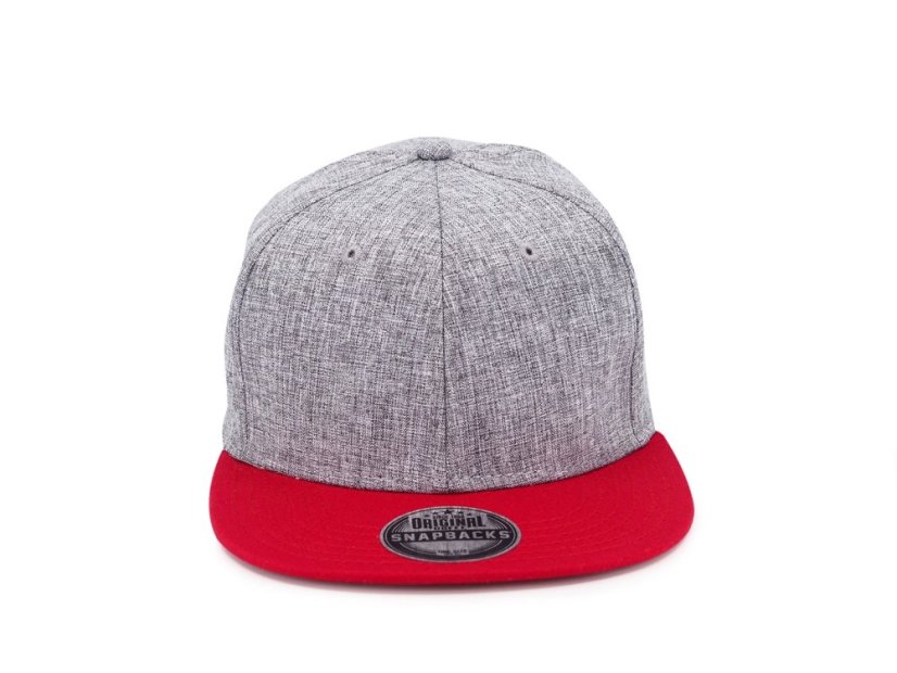 Kšiltovka Snapback melange - vzor 02 - šedý melír/červená vel. 56-60