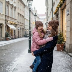 Merino pletená čepice a nákrčník Urban - vzor 21 - hnědá / béžová - leopard