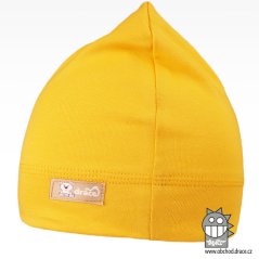 Bavlněná kojenecká čepice Čertík - vzor 13 - žlutá