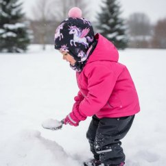 Dětská zimní funkční laponka Polárka - vzor 54 - černá - jednorožci