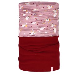Nákrčník multi fleece - vzor 54 - starorůžová, jednorožci