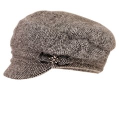 Dámský pletený baret s kšiltem - vzor 22 - tmavě šedá