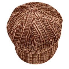 Dámský manšestrový  baret s kšiltem - vzor 25 - hnědá
