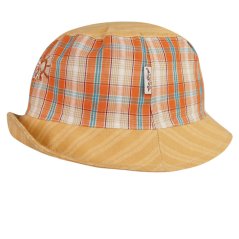 Letní bavlněný klobouk Hawaii - vzor 131 - oranžová kostka
