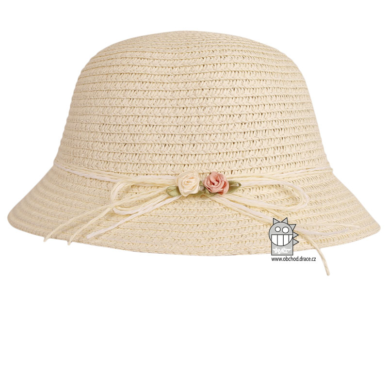 Letní dívčí klobouk/slamák - Cloche - vzor 003 - krémová Letní dívčí klobouk/slamák - Cloche - vzor 003 - krémová