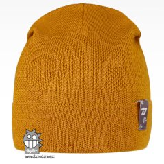 Merino pletená čepice Urban - vzor 15 - hořčicová