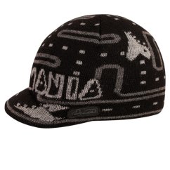 Zimní pletená čepice  s kšiltem - AKCE / DOPRODEJ - vzor 206 - černá/ herní svět