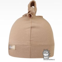 Bavlněná kojenecká čepice Uzlík - vzor 09 - cappucino