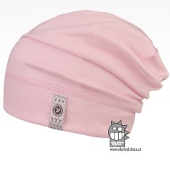 Spadlá bavlněná čepice Alan - vzor 01 - světle růžová